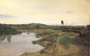 La promenade du Poussin (mk01) Jean Baptiste Camille  Corot